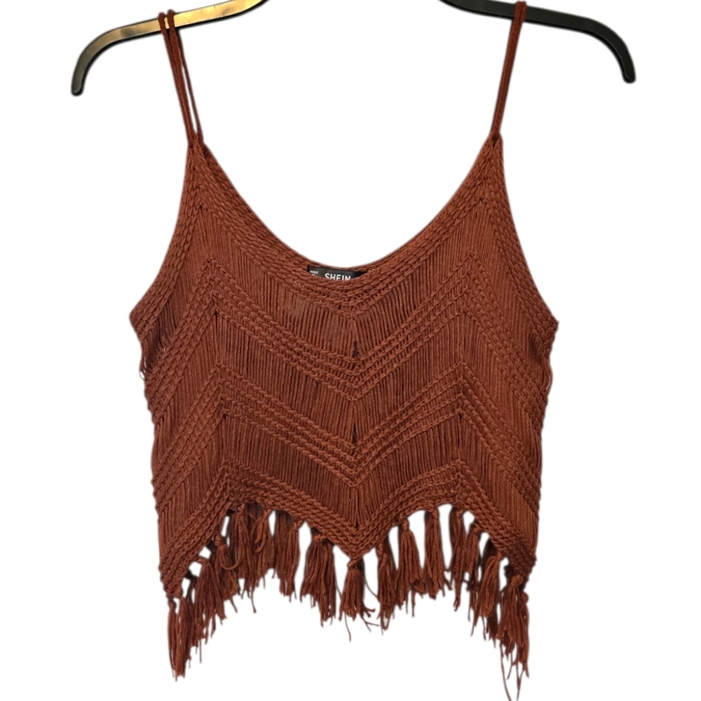 3/$15 Shein Brown Fringe Crop Top Size Medium